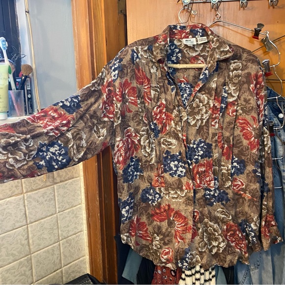 Abstract Button Down Collard Shirt sz 14 - Picture 6 of 7